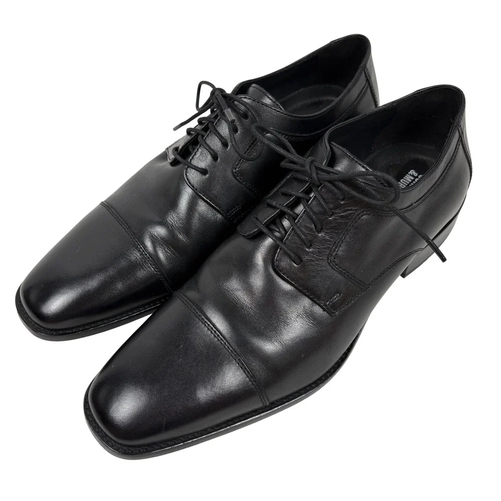 Johnston‎ & Murphy Dress Shoes 12M Black Leather Cap Toe Oxford Formal Business